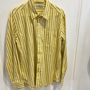 Sunriver Yellow Striped Casual Button-Down Shirt